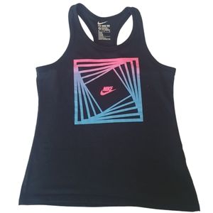 Nike Girl's Athletic Cut Black Tank Top Tee. Sz M (8).